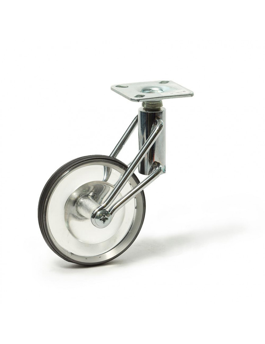 Roulette design pivotante chromé diamètre 78 roue style cristal caoutchouc noir