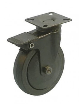 Roulette noir pivotante à frein diamètre 100 caoutchouc noir non marquant