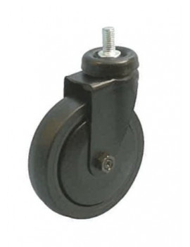 Roulette noir pivotante M10 diamètre 75 caoutchouc noir non marquant