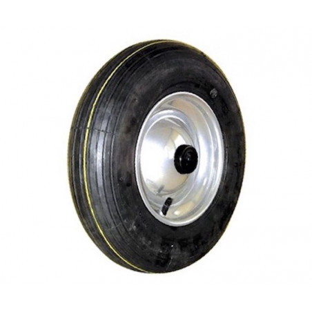 Roue gonflable corps tôle 400 x 100 moyeu 90 alésage 25 mm  à rouleaux