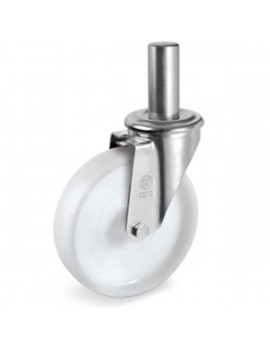 Roulette pivotante diamètre 150 mm polyamide blanc tige lisse 26 x 56 mm