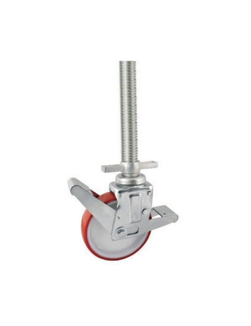 Roulette pieds d'échafaudage de niveau roue polyuréthane rouge  diamètre 150 mm - 300 Kg