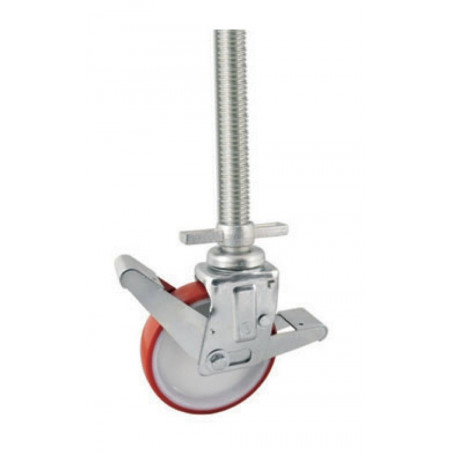 Roulette pieds d'échafaudage de niveau roue polyuréthane rouge  diamètre 200 mm - 400 Kg