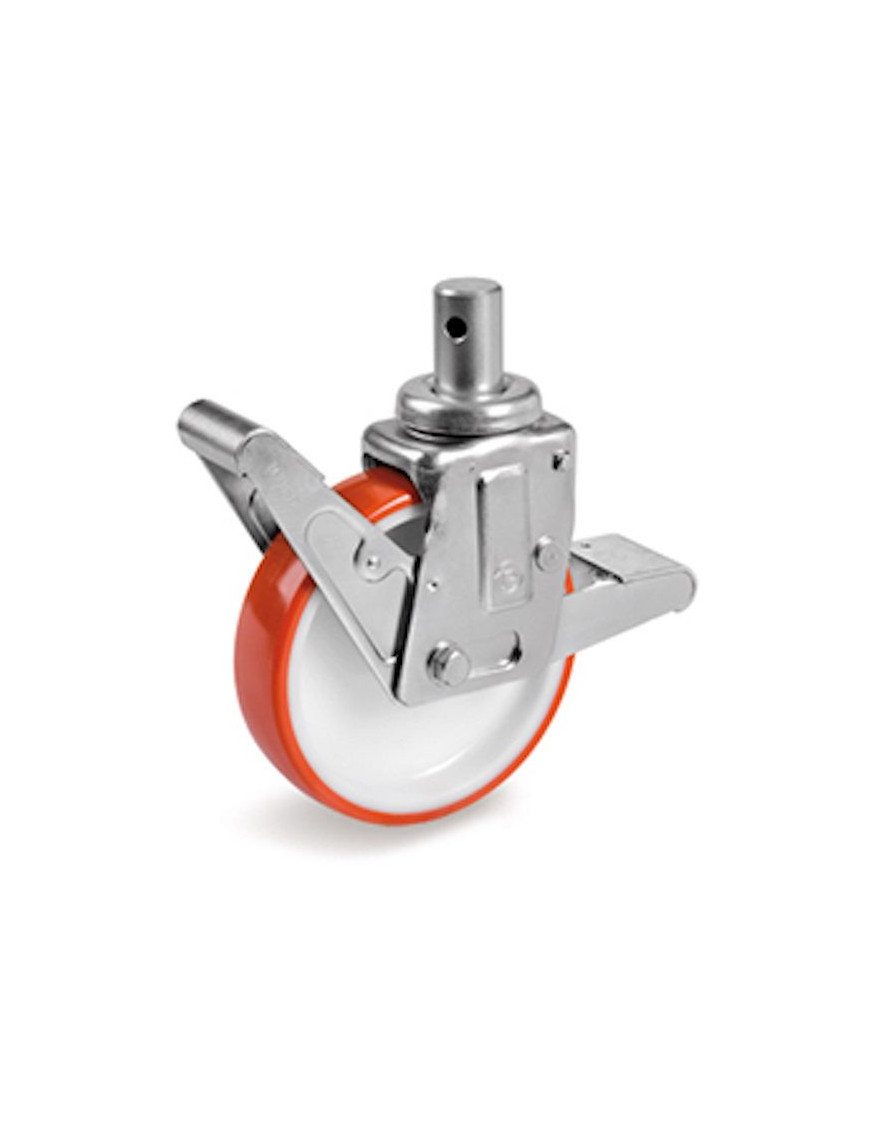 Roulette pieds d'échafaudage roue polyuréthane rouge diamètre 125 mm - 250 Kg
