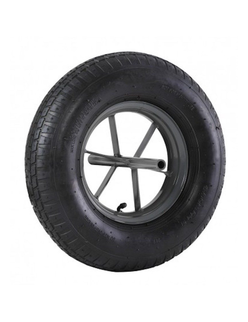 Roue brouette à pneu diamètre 400 x 100 avec axe acier 20 x 260 mm