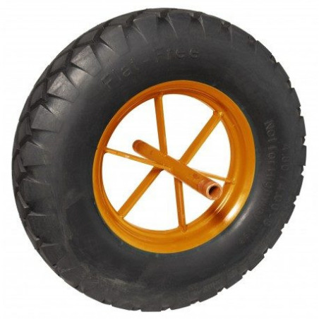 Roue brouette caoutchouc plein diamètre 400 x 80 avec axe acier 20 x 260 mm