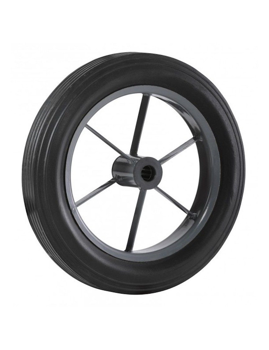 Roue brouette caoutchouc plein diamètre 400 x 80 alésage 25 longueur de moyeu 76 mm roulement à rouleaux