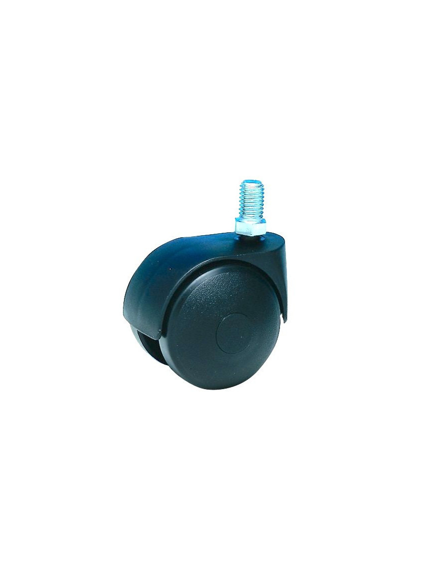 Roulette diamètre 35 noir à tige filetée 10x15