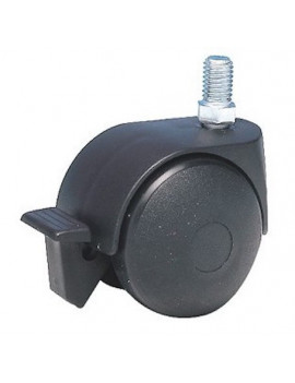 Roulette à frein diamètre 40 noir à tige filetée 10x15