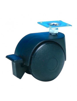 Roulette à frein diamètre 50 noir à platine 38x38