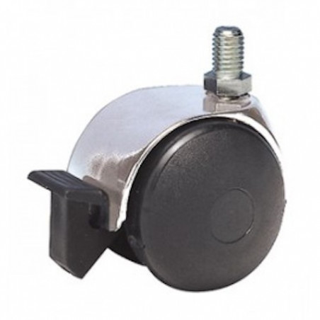 Roulette à frein diamètre 50 chromée à tige filetée 6x12