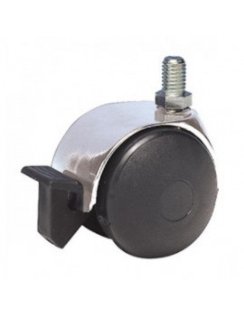 Roulette à frein diamètre 50 chromée à tige filetée 8x15