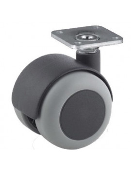Roulette diamètre 50 caoutchouc gris à platine 38x38