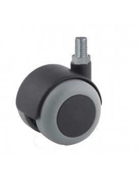 Roulette diamètre 50 caoutchouc gris à tige filetée 6x12