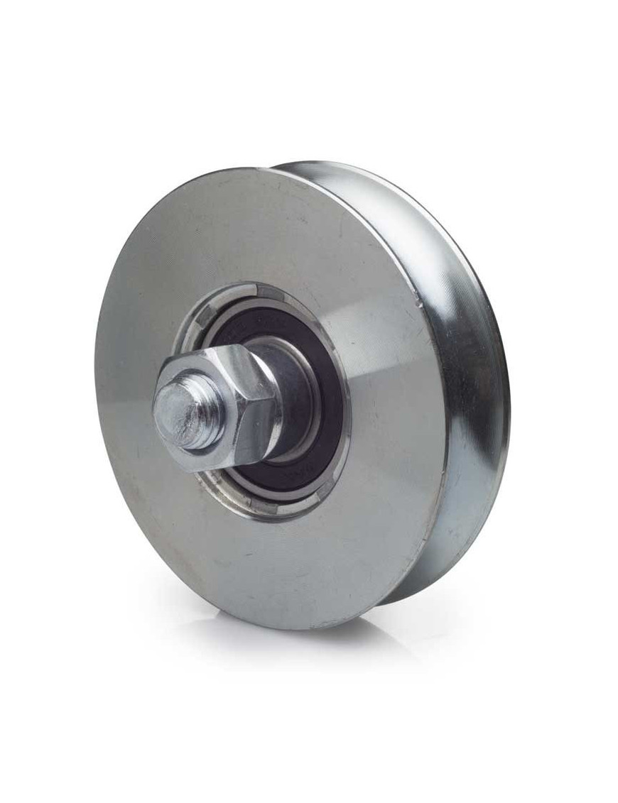 Roue à gorge ronde diamètre 120 x 25  pour rail rond de Ø20 - 500 Kg