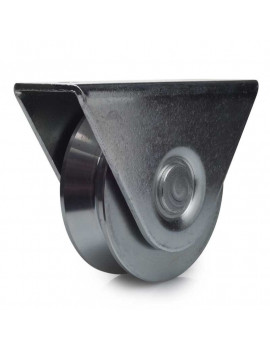 Roue à gorge en V diamètre 100 x 25  pour rail en V avec monture  - 400 Kg
