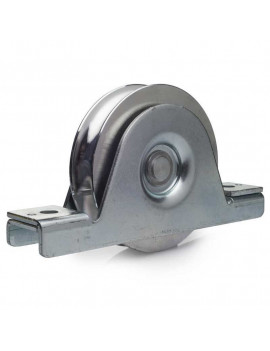 Roue à gorge rond diamètre 80 x 25  pour rail Ø20 avec monture à encastré - 200 Kg