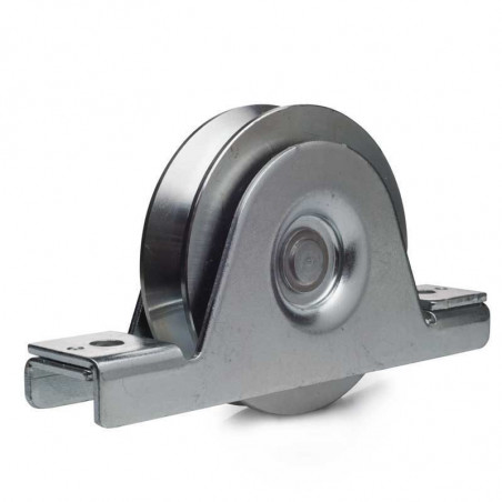 Roue à gorge en V diamètre 80 x 25  pour rail en V avec monture à encastré - 200 Kg