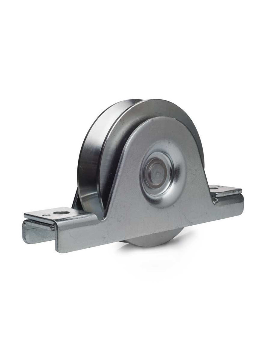 Roue à gorge en V diamètre 120 x 25  pour rail en V avec monture à encastré - 500 Kg