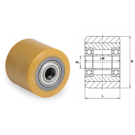 Galet 82 x 100 Polyuréthane corps acier