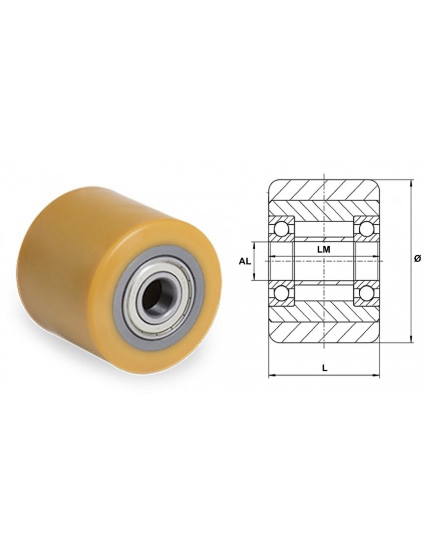 Galet 85 x 90 Polyuréthane corps acier