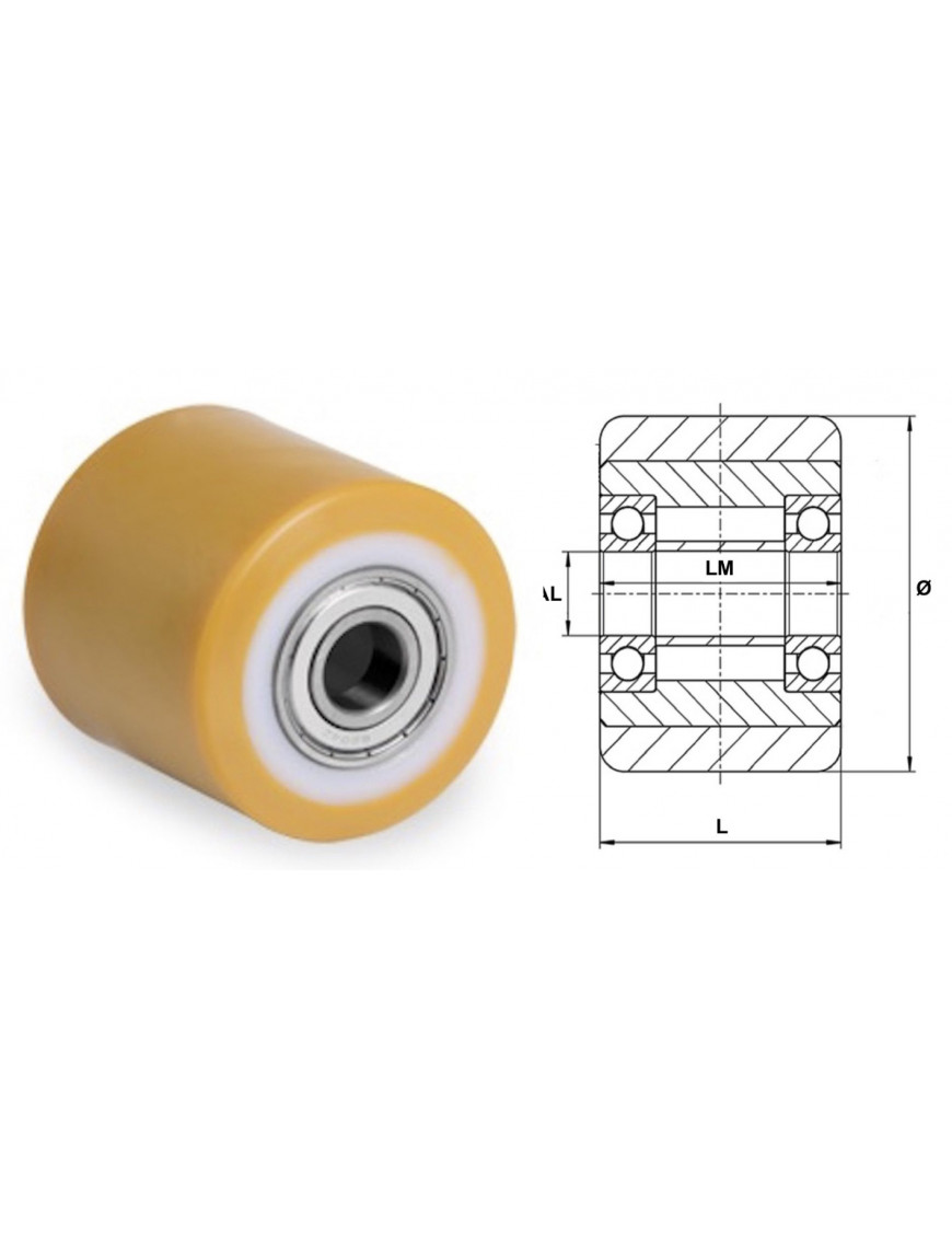 Galet 82 x 70 Polyuréthane corps polyamide