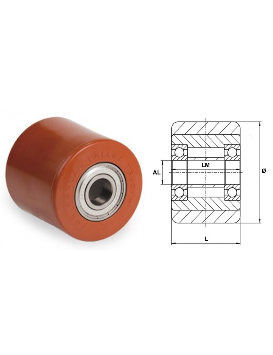 Galet 82 x 70 Polyuréthane corps polyuréthane