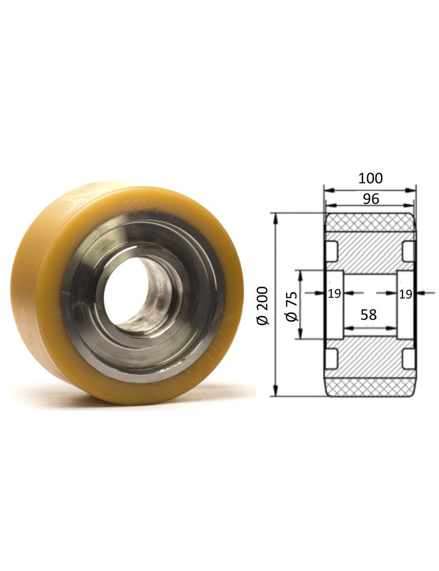 Roue porteuse 200 x 100 ( Jungheinrich 63187810 )