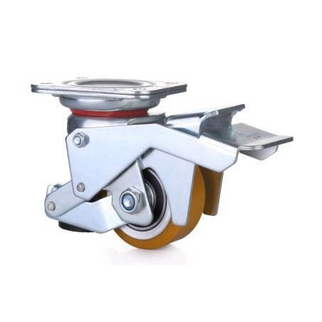 Roulette pivotante avec patin d'immobilisation intégrée diamètre 75  - 350 Kg