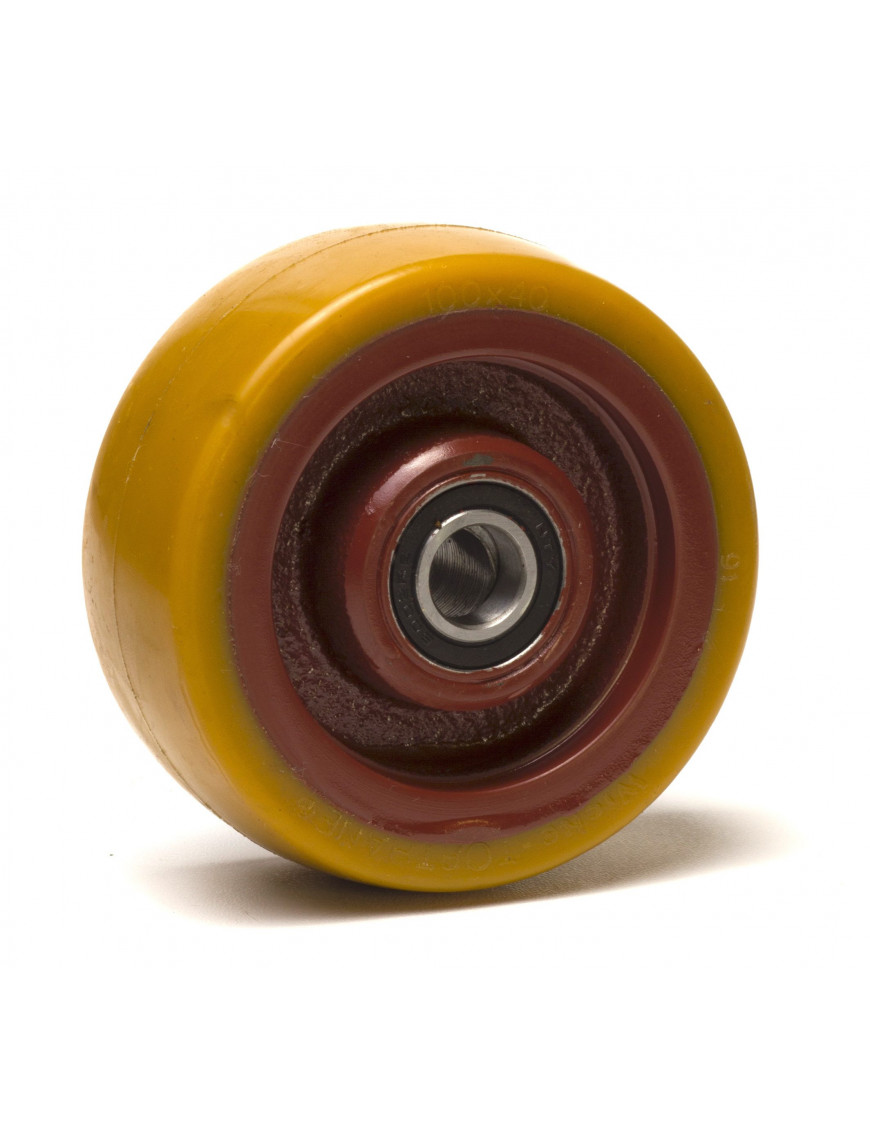 Roue polyuréthane jante fonte 100 x 40 LM40 AL15 charge 400Kg