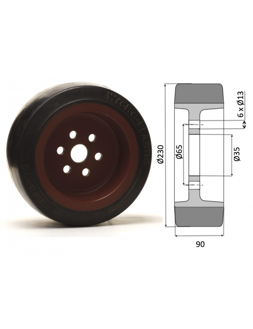 Roue motrice 230 x 90 - 6 trous ( Fenwick 0039902325 )