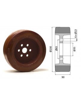 Roue motrice 230 x 90 - 6 trous ( Fenwick 0039902320 )