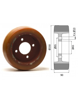 Roue motrice 230 x 90 - 4 trous ( Fenwick 0039902305)