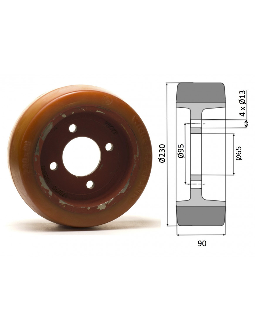 Roue motrice 230 x 90 - 4 trous ( Fenwick 0039902305)