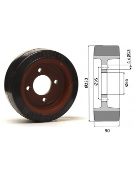 Roue motrice 230 x 90 - 4 trous ( Fenwick 0039902315)