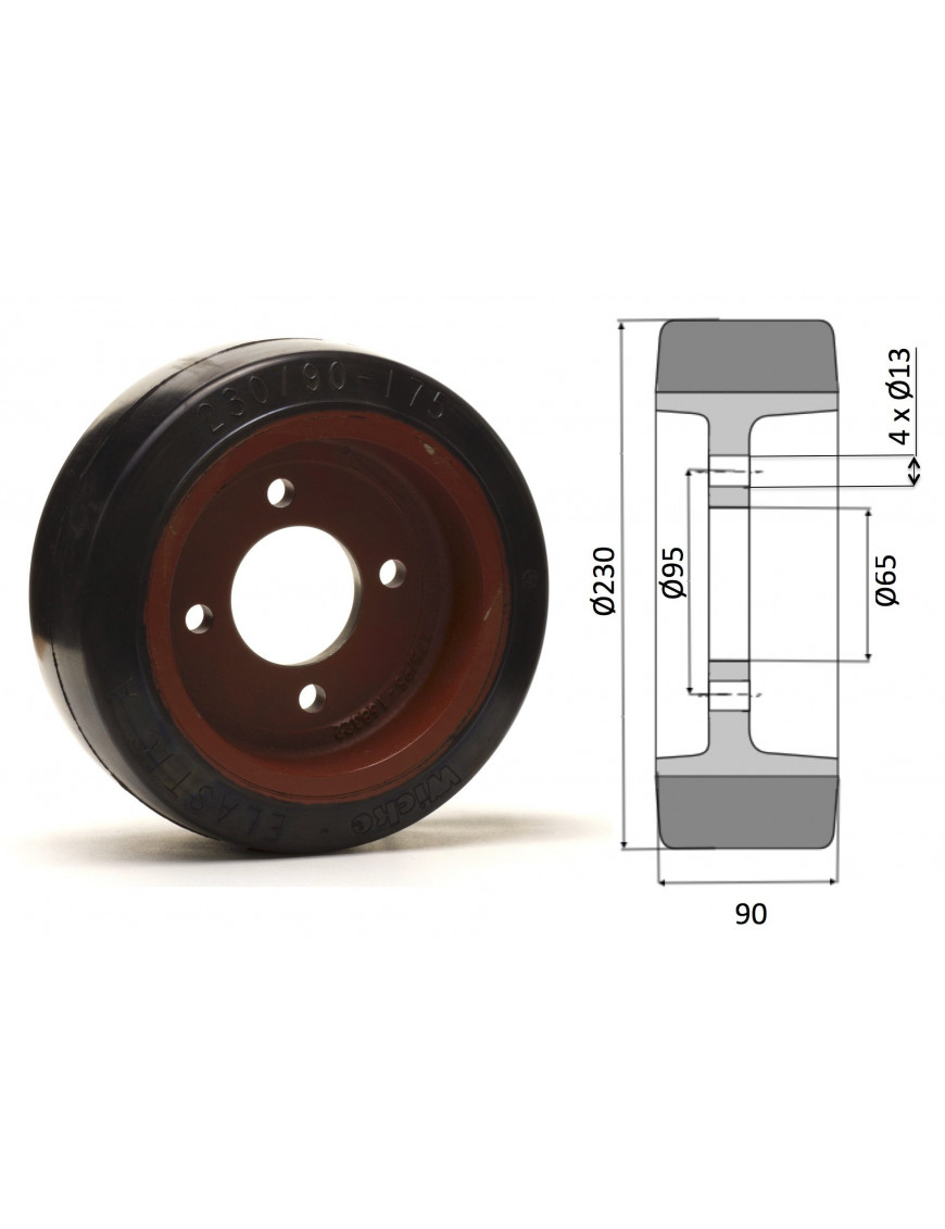 Roue motrice 230 x 90 - 4 trous ( Fenwick 0039902315)