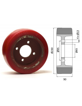 Roue motrice 230 x 90 - 4 trous ( Fenwick 0039902304)