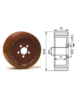 Roue motrice 230 x 90 - 5 trous ( Fenwick 00399033800)