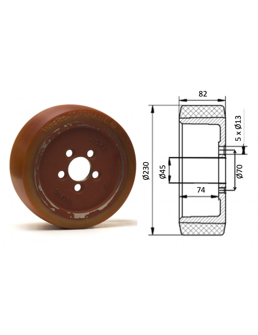 Roue motrice 230 x 90 - 5 trous ( Fenwick 00399033800)