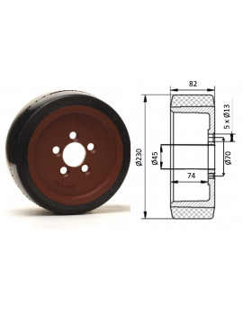 Roue motrice 230 x 90 - 5 trous ( Fenwick 00399033801)