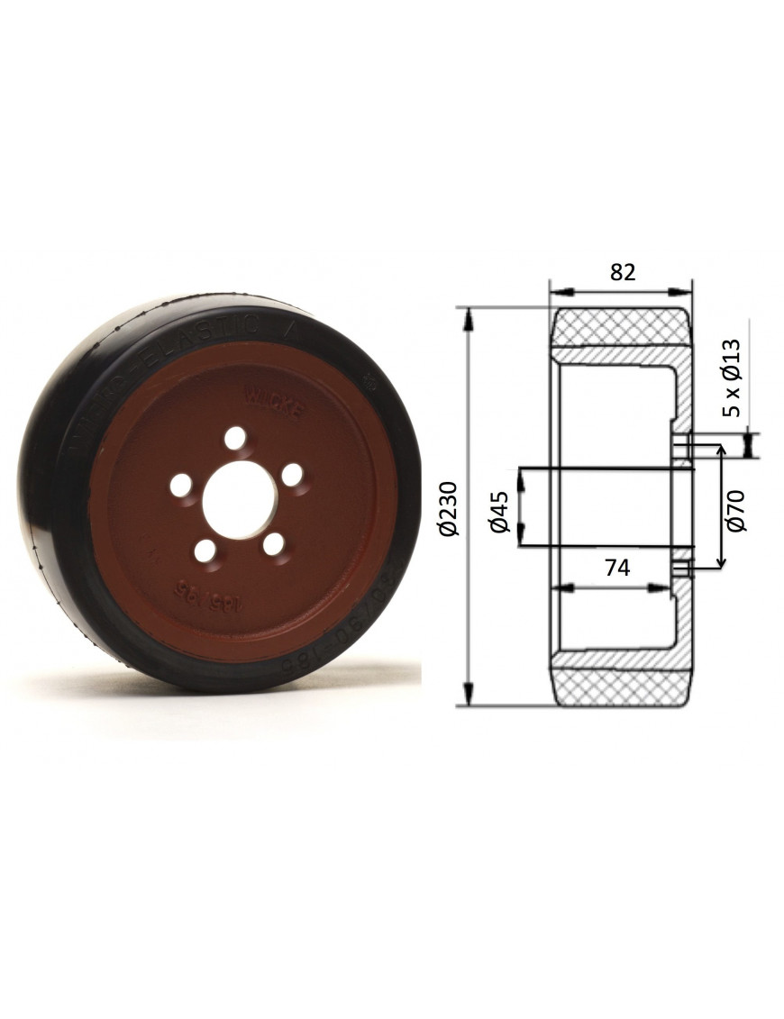 Roue motrice 230 x 90 - 5 trous ( Fenwick 00399033801)