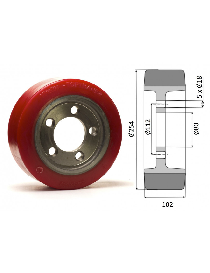 Roue motrice 254 x 102 - 5 trous ( Fenwick 0039902318)