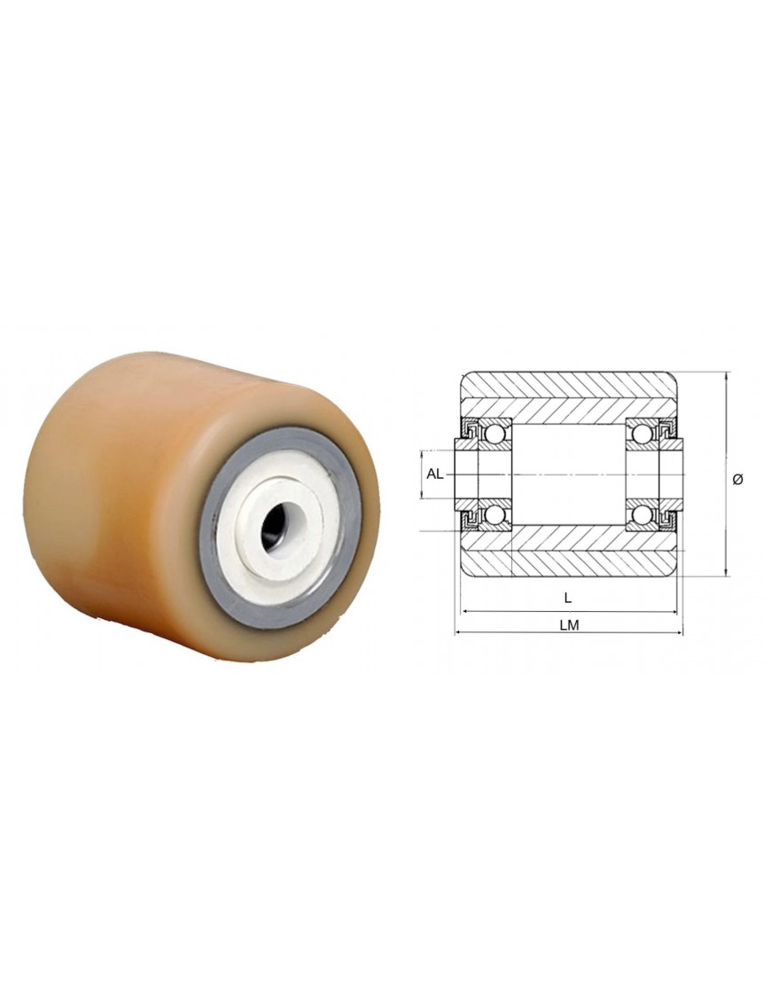 Galet 85 x 86,5 LM 88,5 AL 17 Vulkollan avec joint blanc  (Still)
