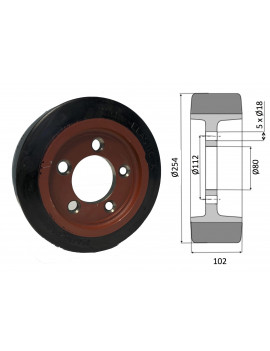 Roue motrice 254 x 102 - 5 trous  ( Still 425696 )