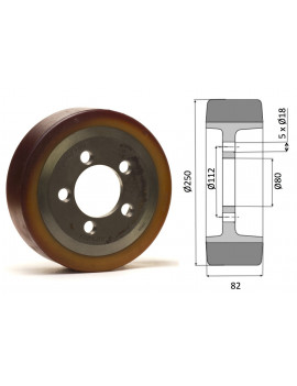 Roue motrice 250 x 82 - 5 trous AL80 VUFO ( Still 305061)