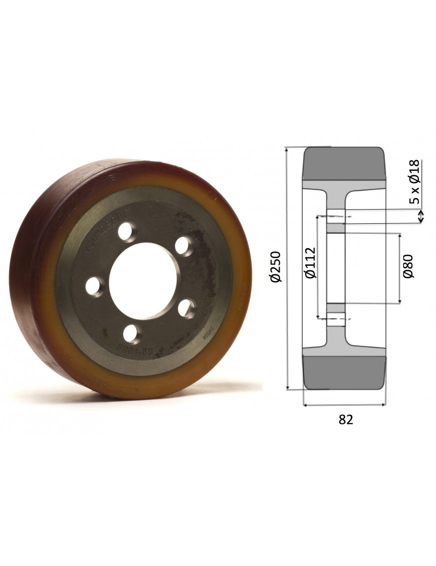 Roue motrice 250 x 82 - 5 trous AL80 VUFO ( Still 305061)