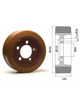 Roue motrice 250 x 100 - 5 trous ( Still - 493241)